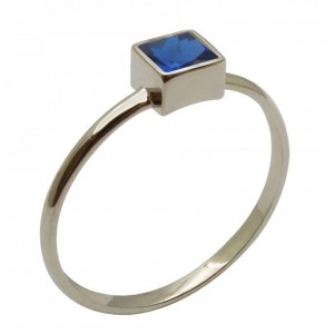 Λευκόχρυσο γυναικείο δαχτυλίδι με μπλε πέτρα RE782
