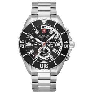 Ανδρικό ρολόι SWISS MILITARY HANOWA 06-5341.04.007 Ambassador με μαύρο καντράν και μπρασελέ.