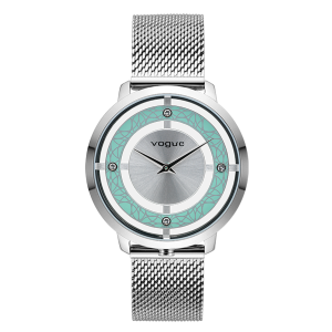 Γυναικείο ρολόι VOGUE 610782 Cannes από ανοξείδωτο ατσάλι με λευκό-γαλάζιο καντράν και ασημί μπρασελέ.