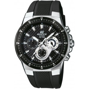 Ανδρικό ρολόι CASIO EF-552-1AVEF Edifice από ανοξείδωτο ατσάλι με μαύρο καντράν και μαύρο καουτσούκ λουράκι.