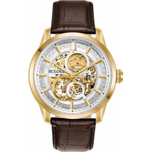 Ανδρικό ρολόι BULOVA 97Α138 Mechanical Collection Automatic με καφέ δερμάτινο λουράκι.