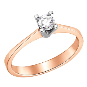 Ροζ Χρυσό μονόπετρο δαχτυλίδι DK853R 18 καρατίων με διαμάντι.