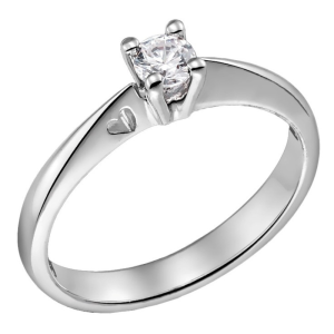 Λευκόχρυσο μονόπετρο δαχτυλίδι DK789 18 καρατίων με διαμάντι.
