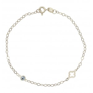 Λευκόχρυσο βραχιόλι  με μάτι και σταυρό BR37747L