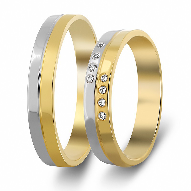 Χρυσή Λευκόχρυση βέρα SX701PDX Ανδρική/Γυναικεία για Γάμο και Αρραβώνα
