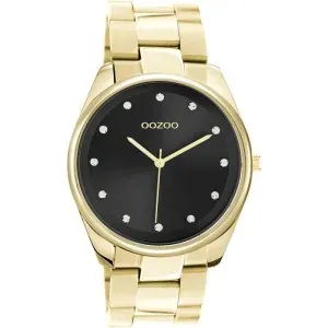 Ρολόι ΟΟΖΟΟ C10965 Timepieces με μαύρο καντράν, πέτρες ζιργκόν και χρυσό μπρασελέ.