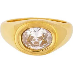Δαχτυλίδι Excite Fashion Jewellery με πομπέ, λευκή, οβάλ , πετρα, R-YH1060A-WHITE-G-75