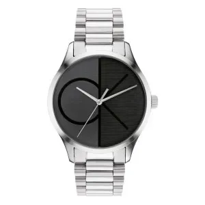 Ρολόι Calvin Klein 25200163 Iconic από ανοξείδωτο ατσάλι με μαύρο καντράν και μπρασελέ.
