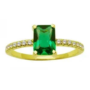 Χρυσό γυναικείο δαχτυλίδι με πράσινη   πέτρα RB780