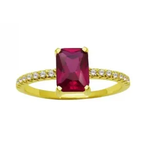 Χρυσό γυναικείο δαχτυλίδι με κόκκινη   πέτρα RC780