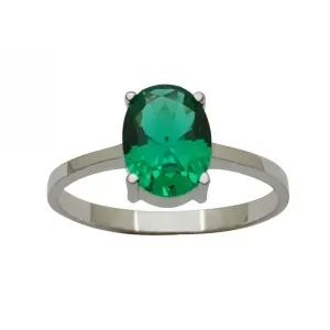 Λευκόχρυσο  γυναικείο δαχτυλίδι με πράσινη  πέτρα RB777