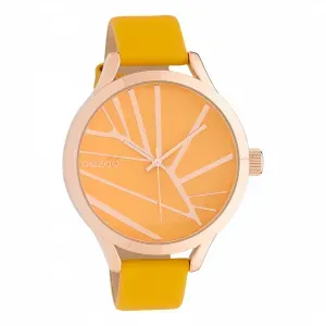 Ρολόι OOZOO C10465 Timepieces Xl με Ροζ Χρυσό με Κίτρινο Δερμάτινο Λουράκι
