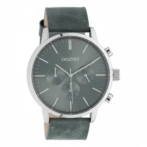 Ρολόι OOZOO C10915 Timepieces με γκρι καντράν και γκρι δερμάτινο λουράκι.