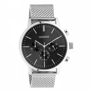 Ρολόι OOZOO C10913 Timepieces με μαύρο καντράν και ασημί μπρασελέ.