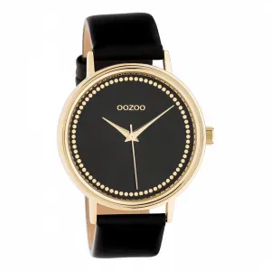 Ρολόι OOZOO C10835 Timepieces με μαύρο καντράν και μαύρο δερμάτινο λουράκι.