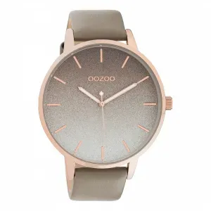 Ρολόι OOZOO C10832 Timepieces με γκρι καντράν και γκρι δερμάτινο λουράκι.