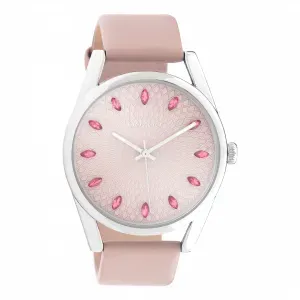 Ρολόι OOZOO C10816 Timepieces με ροζ καντράν και ροζ δερμάτινο λουράκι.