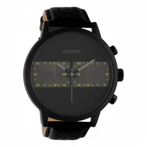 Ρολόι OOZOO C10674 Timepieces με μαύρο καντράν και μαύρο δερμάτινο λουράκι.