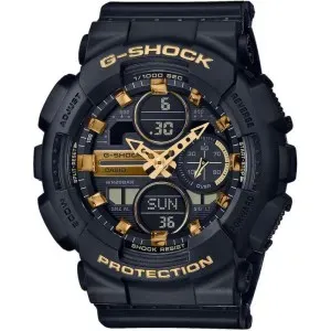 Ρολόι CASIO G-Shock GMA-S140M-1AER με ψηφιακό καντράν και μαύρο καουτσούκ λουράκι.