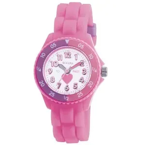 Παιδικό ρολόι Tikkers TK0003 με λευκό καντράν και ροζ καουτσούκ λουράκι.
