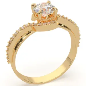 Χρυσό γυναικείο μονόπετρο δαχτυλίδι ATMD104G με πλαϊνές πέτρες