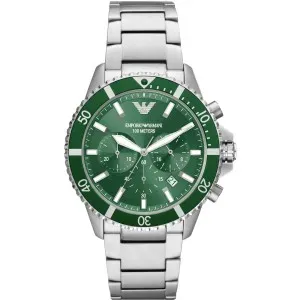 Ρολόι Emporio ARMANI Με Πράσινο Καντράν Και Ασημί Ατσάλινο Μπρασελέ AR11500