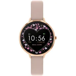 Γυναικείο ρολόι Reflex Active Smartwatch RA03-2044 με ροζ δερμάτινο λουράκι.