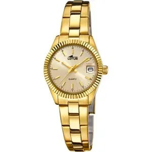 Γυναικείο ρολόι LOTUS L9750/1 από ανοξείδωτο ατσάλι με χρυσό καντράν και μπρασελέ.