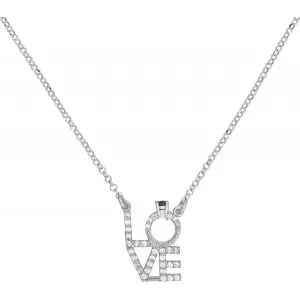 Κολιέ love-μονόπετρο  από την  Excite Fashion Jewellery με λευκά και K-113-AS-S-105