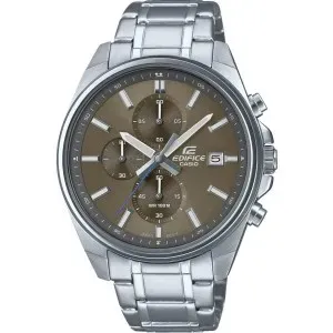 Ανδρικό ρολόι CASIO Edifice EFV-610D-5CVUEF Chronograph από ανοξείδωτο ατσάλι με καφέ καντράν και μπρασελέ.