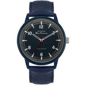 Ανδρικό ρολόι Ben Sherman BS024U Original με μεταλλικό πλαίσιο, μπλε καντράν και μπλε δερμάτινο λουράκι.