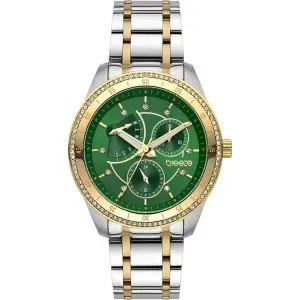 Γυναικείο ρολόι BREEZE 712371.5 Colorista Crystals από ανοξείδωτο ατσάλι με πράσινο καντράν και μπρασελέ.