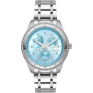 Γυναικείο ρολόι BREEZE 612371.3 Colorista Crystals από ανοξείδωτο ατσάλι με γαλάζιο καντράν και μπρασελέ.