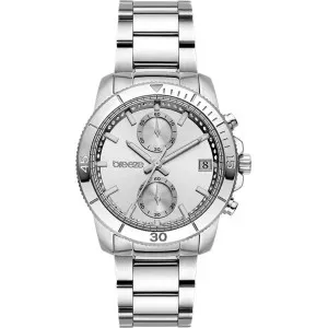 Γυναικείο ρολόι BREEZE 612391.1 Sparkly Crystals Chronograph από ανοξείδωτο ατσάλι με ασημί καντράν και μπρασελέ.