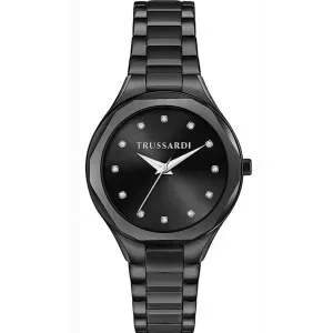Γυναικείο ρολόι TRUSSARDI R2453157501 T-Small απο΄ ανοξείδωτο ατσάλι με μαύρο καντράν και μπρασελέ.