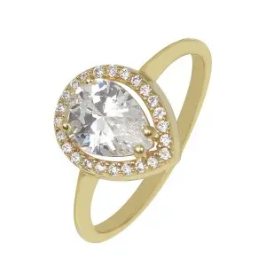 Χρυσό γυναικείο ροζετα δαχτυλίδι  με πουάρ πέτρα DAXR113