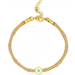 Χειροποίητο βραχιόλι ματάκι της Excite Fashion Jewellery, με λευκό B-1719-01-05-49