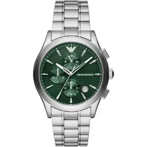 Ανδρικό ρολόι Emporio Armani AR11529 Paolo από ανοξείδωτο ατσάλι με πράσινο καντράν και ασημί μπρασελέ.