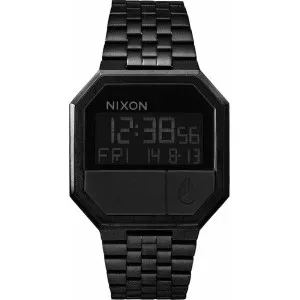 Ρολόι NIXON A158-001-00 Re-Run Digital από ανοξείδωτο ατσάλι με ψηφιακό καντράν και μαύρο μπρασελέ.