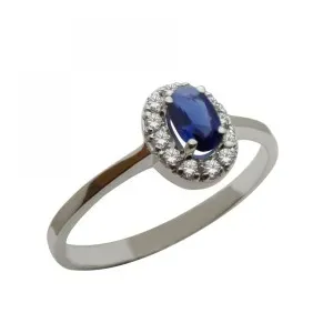 Λευκόρυσο  δαχτυλίδι ροζέτα με μπλε πέτρα  R695L