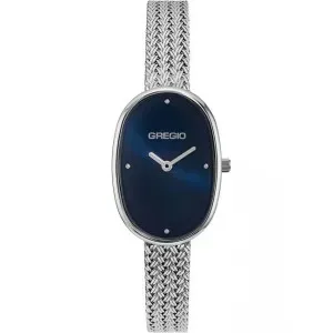 Γυναικείο ρολόι Gregio GR380011 Aveline από ανοξείδωτο ατσάλι με μπλε καντράν και ασημί μπρασελέ.