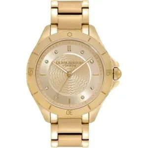 Γυναικείο ρολόι Olivia Burton 24000040 Sports Luxe Guilloché από ανοξείδωτο ατσάλι με χρυσό καντράν και χρυσό μπρασελέ.