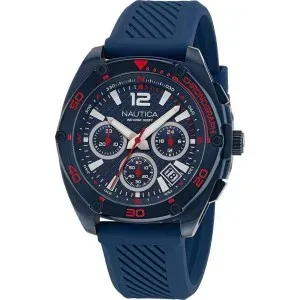 Ανδρικό Ρολόι NAUTICA Tin Can Bay Chronograph Blue Silicone Strap NAPTCS303