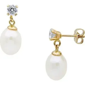 Σκουλαρίκια με μαργαριτάρια Fresh Water Pearl 8,0×10,0mm Κ14 110753 Pearls
