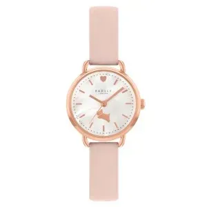 Γυναικείο ρολόι Radley London RY21516 Love Radley με λευκό φίλντισι καντράν και ροζ δερμάτινο λουράκι.