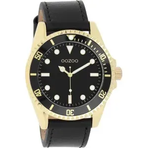 Ανδρικό ρολόι OOZOO C11115 Timepieces με μεταλλικό πλαίσιο, μαύρο καντράν και μαύρο δερμάτινο λουράκι.