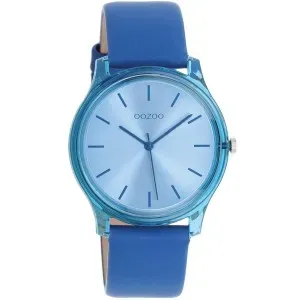 Γυναικείο ρολόι OOZOO C11143 Timepieces με μεταλλικό πλαίσιο, μπλε καντράν και μπλε δερμάτινο λουράκι.
