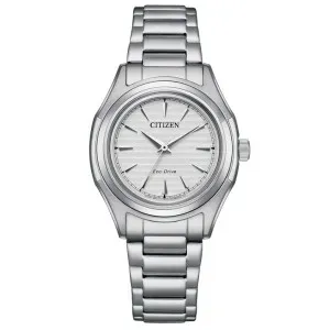 Γυναικείο ρολόι CITIZEN FE2110-81A Eco-Drive από ανοξείδωτο ατσάλι με ασημί καντράν και ασημί μπρασελέ.