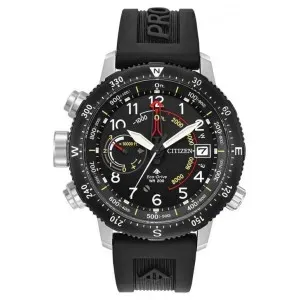 Ανδρικό ρολόι CITIZEN BN4044-15E Promaster Altichron από ανοξείδωτο ατσάλι με μαύρο καντράν και μαύρο καουτσούκ λουράκι