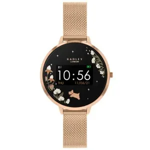 Γυναικείο ρολόι Radley London RYS03-4002 Smartwatch Series 03 με ψηφιακό καντράν και ροζ χρυσό μπρασελέ.